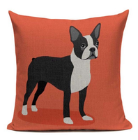 Boston Terrier Dog Cartoon Body Orange Pillow B4