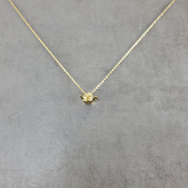 Orizuru Origami Crane Gold Necklace