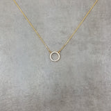 Circle CZ Thin Fine Karma Gold Necklace