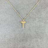 Nurse Symbol Caduceus Gold Necklace