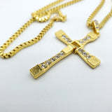 Large Cross CZ Gold Necklace