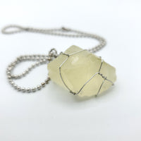 Citrine Raw Stone Silver Necklace