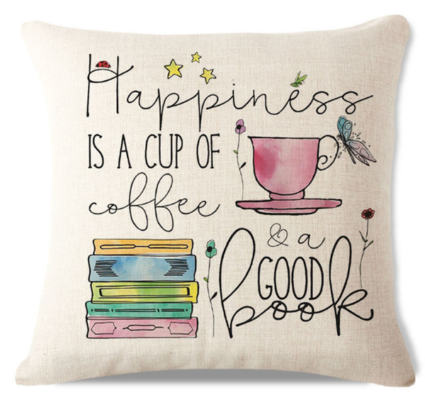Happiness is a Cup of Coffee Pillow Cover C2