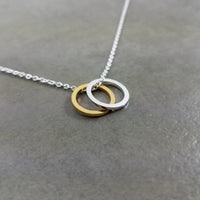 Double Rings Silver Necklace