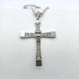 Large Cross CZ Silver Necklace