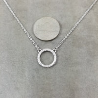Circle CZ Thin Fine Karma Silver Necklace