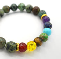 Chakra Stones and African Turquoise Bead Bracelet