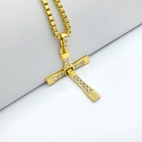 Large Cross CZ Gold Necklace