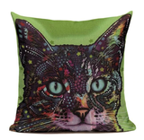 Cat Trippy Green Pillow CAT7