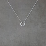Circle Thin Fine Karma Silver Necklace