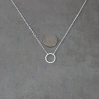 Circle Thin Fine Karma Silver Necklace