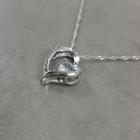 Heart Clear Small Crystal Silver Necklace