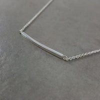 Bar Curved Silver Necklace