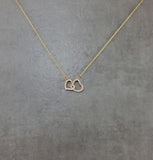 Heart Double Gold CZ Necklace