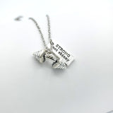 Barbell Strong Not Skinny Silver Necklace