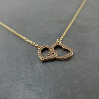 Heart Double Gold CZ Necklace