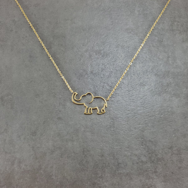 Elephant Outline Gold Necklace