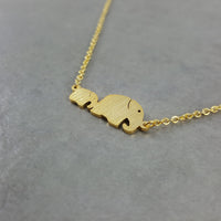 Elephant Baby and Mother Gold Necklace