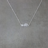 Elephant Baby and Mother Silver Necklace