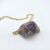 Fluorite Raw Stone Gold Necklace