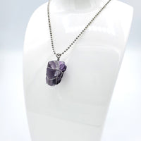 Fluorite Raw Stone Silver Necklace