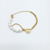 Heart with Pearls Gold Bracelet