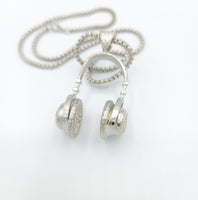 Headphones Silver Necklace