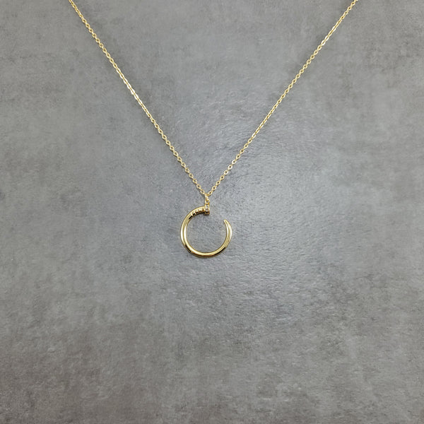 Hook Circle CZ Gold Necklace