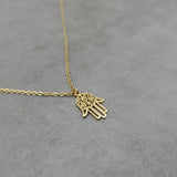 Hamsa Palm Gold Necklace