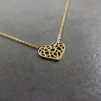 Gothic Heart Gold Necklace