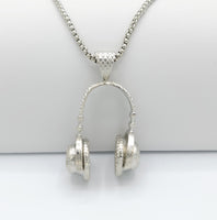 Headphones Silver Necklace