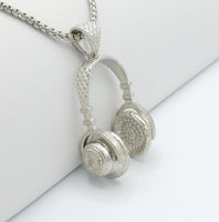 Headphones Silver Necklace