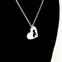 Heart Pit Bull Dog Silver Necklace