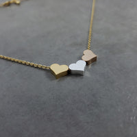Three Heart Gold Necklace