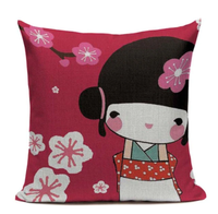Japanese Pink Kimono Girl Pillow Cover JP42