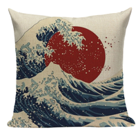Red Sun Ocean Waves Pillow JP5