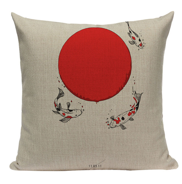 Japanese Sun and Koi Pillow JP6