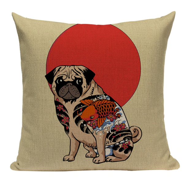 Tattoo Pug Pillow JP8