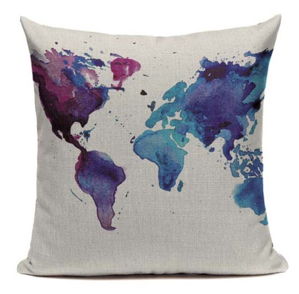 World Map Earth Globe Pillow Cover L28