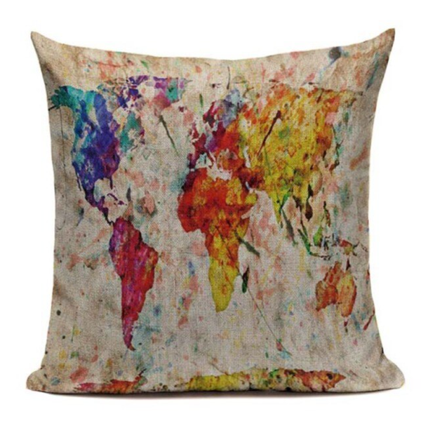 World Map Earth Globe Pillow Cover L30