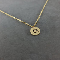 Libra Circle Tag Gold Necklace