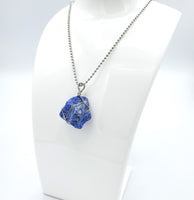 Lapis Lazuli Raw Stone Silver Necklace