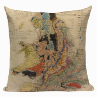England Wales Geological Map Pillow Cover L40