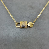 Lock & Key CZ Gold Necklace