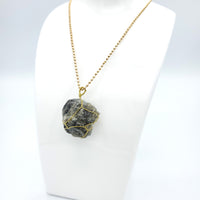 Labradorite Raw Stone Gold Necklace