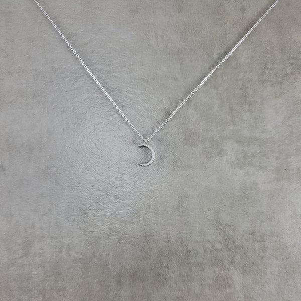Moon CZ Silver Necklace