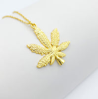 Cannabis Leaf Gold Necklace
