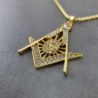 Freemason All-Seeing Eye CZ Gold Necklace