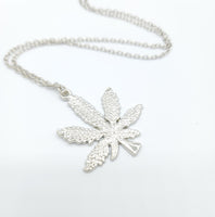 Cannabis Leaf Silver Necklace