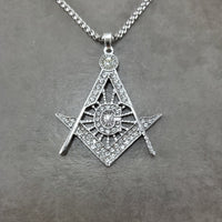 Freemason All-Seeing Eye CZ Silver Necklace